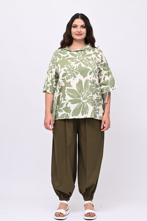 Blusa colletto fiori - Verde oliva