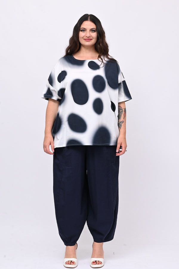 Blusa scatola pois - Blu