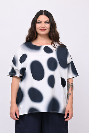 Blusa scatola pois - Blu
