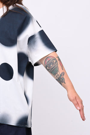 Blusa scatola pois - Blu