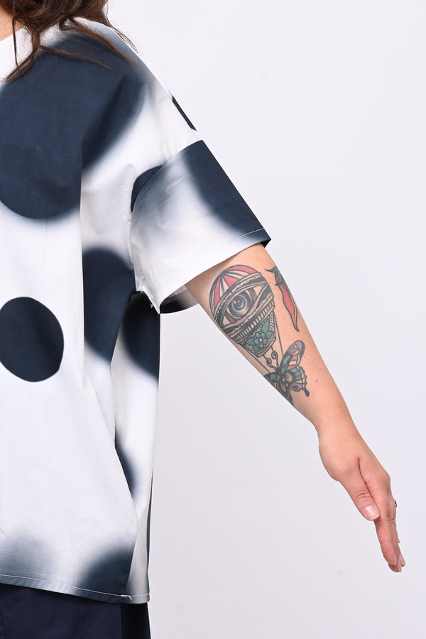 Blusa scatola pois - Blu