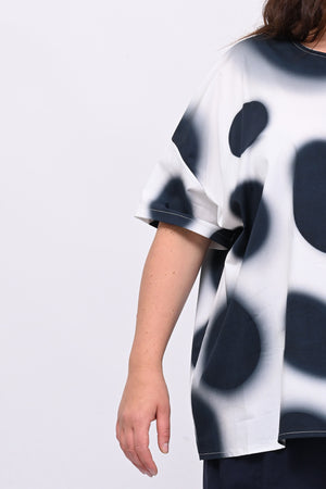 Blusa scatola pois - Blu