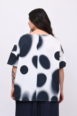 Blusa scatola pois - Blu