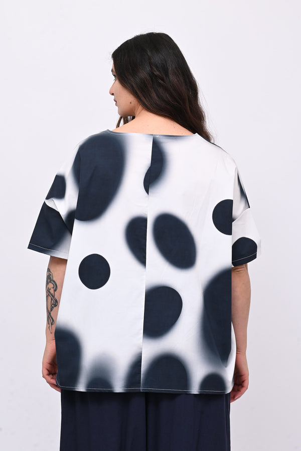 Blusa scatola pois - Blu