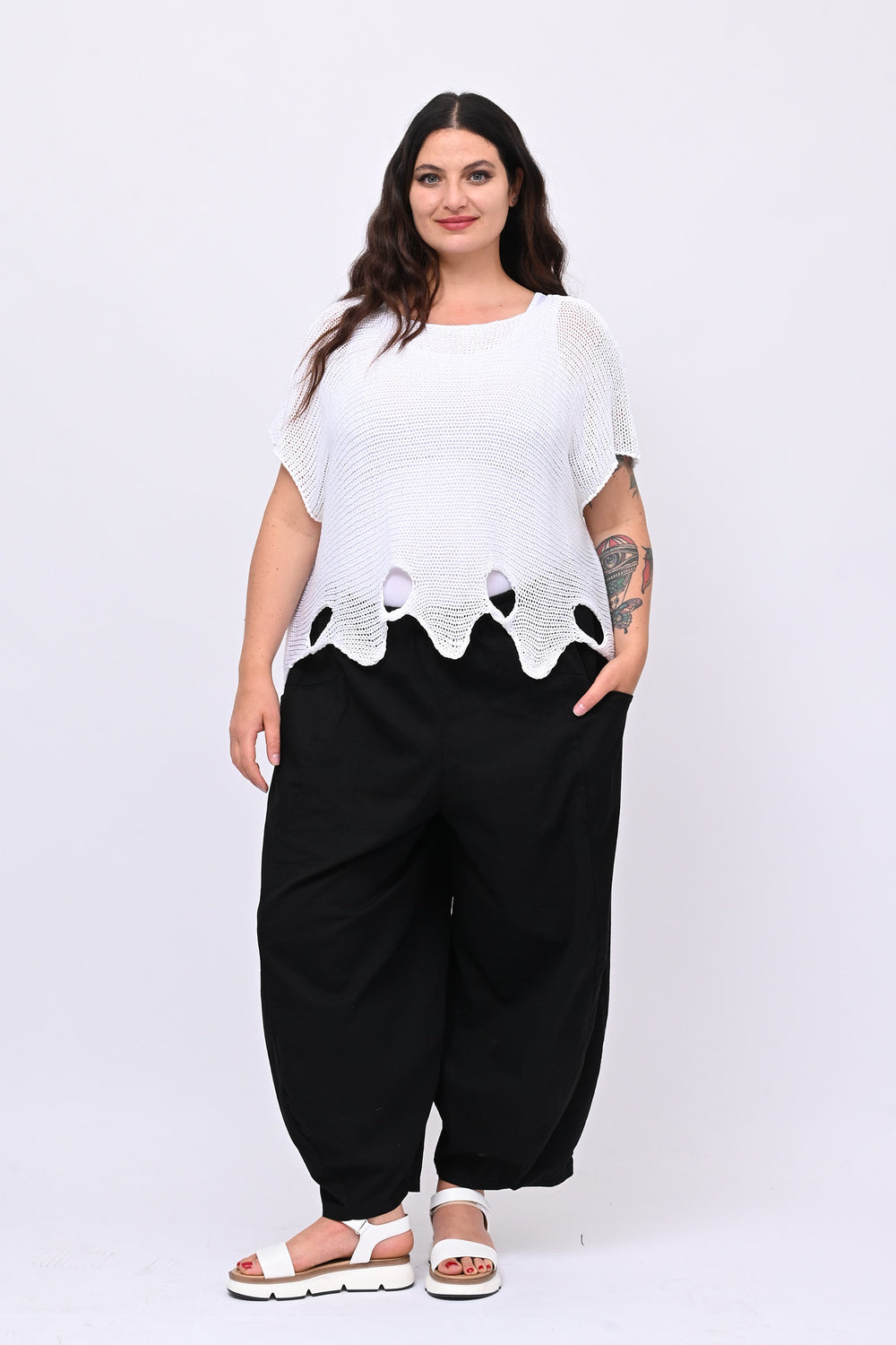 Maglia filo buchi - Bianco