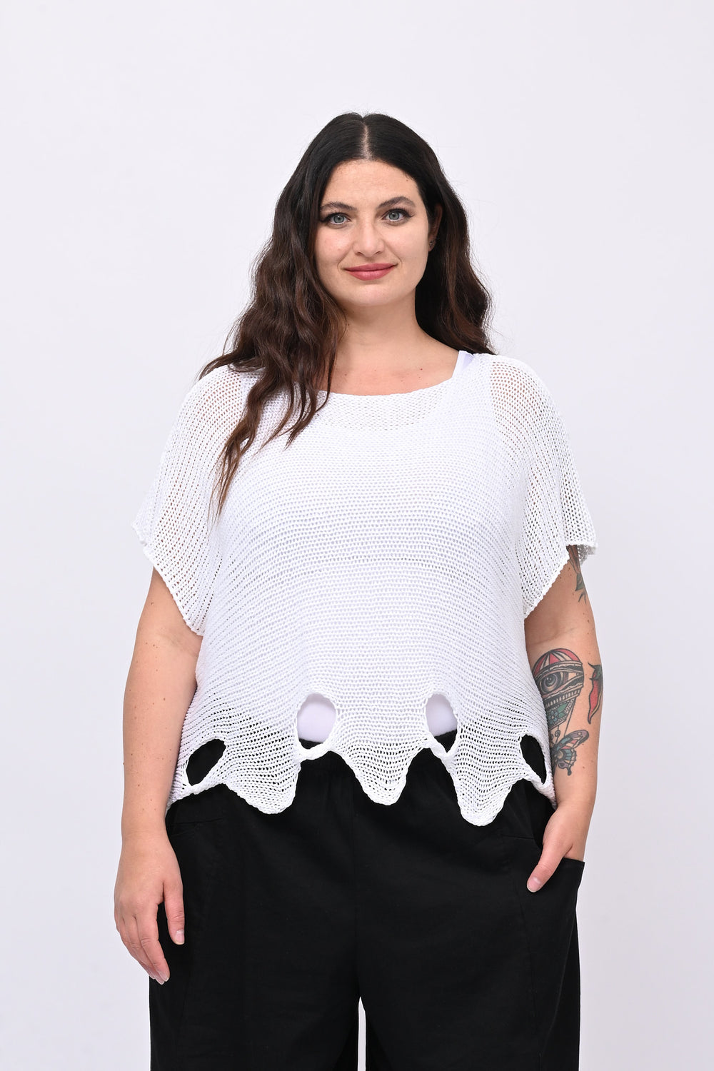 Maglia filo buchi - Bianco