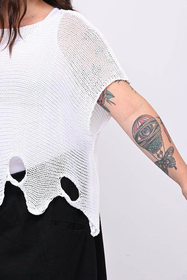 Maglia filo buchi - Bianco