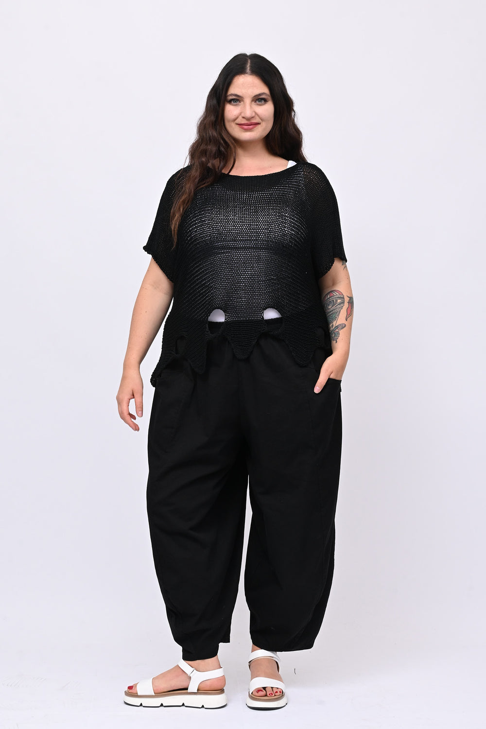 Maglia filo buchi - Nero