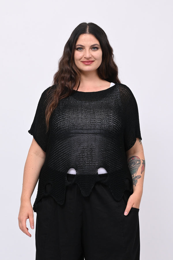 Maglia filo buchi - Nero