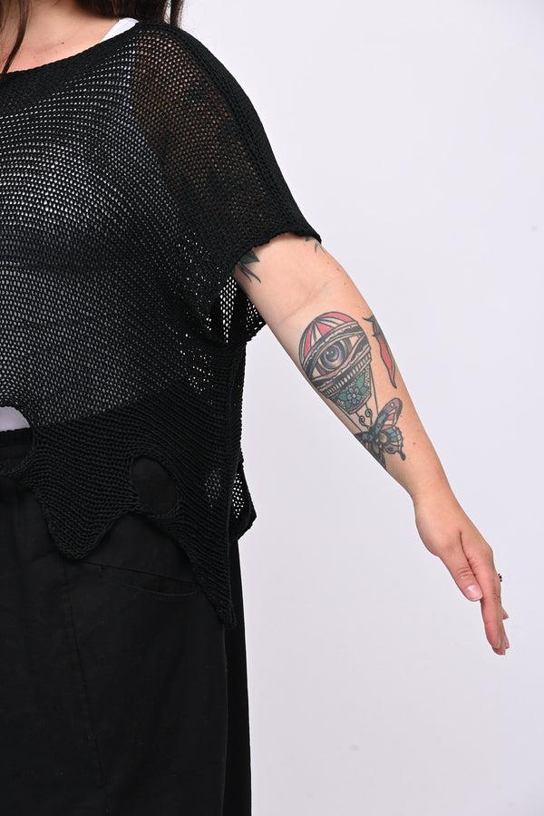 Maglia filo buchi - Nero