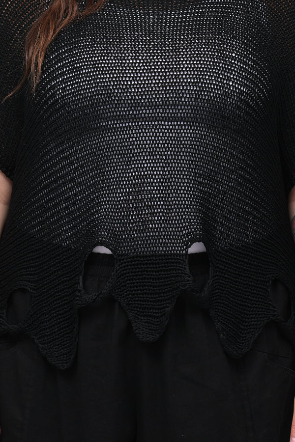Maglia filo buchi - Nero
