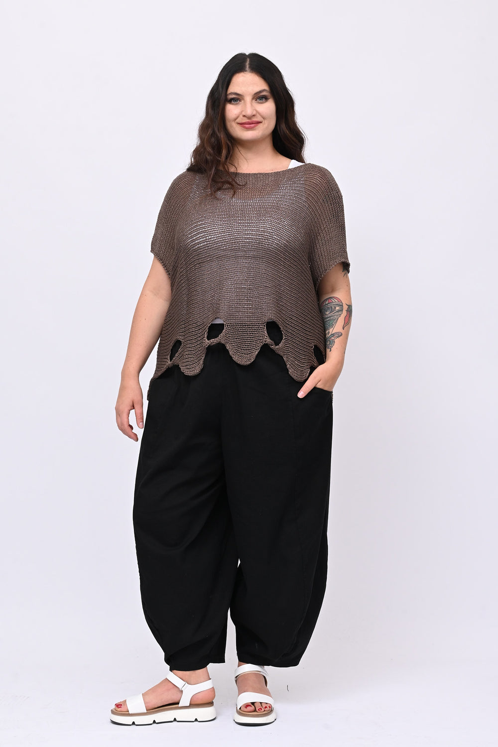 Maglia filo buchi - Caffè