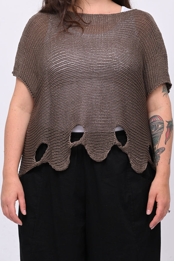 Maglia filo buchi - Caffè