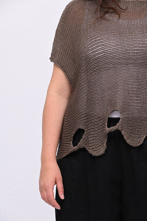 Maglia filo buchi - Caffè