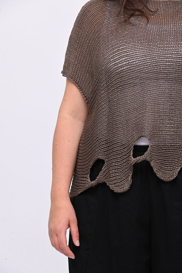 Maglia filo buchi - Caffè