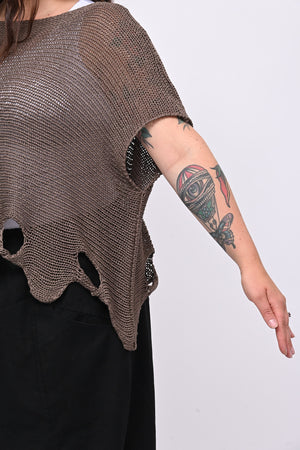 Maglia filo buchi - Caffè