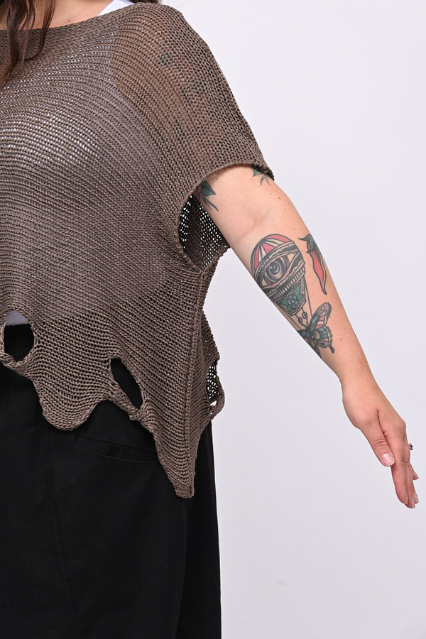 Maglia filo buchi - Caffè