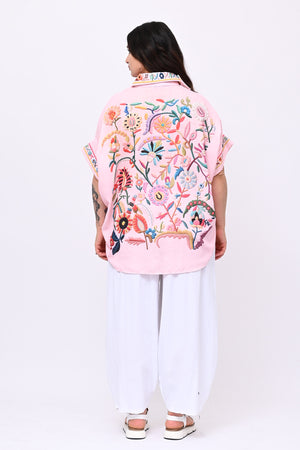 Camicia lino messicana - Rosa