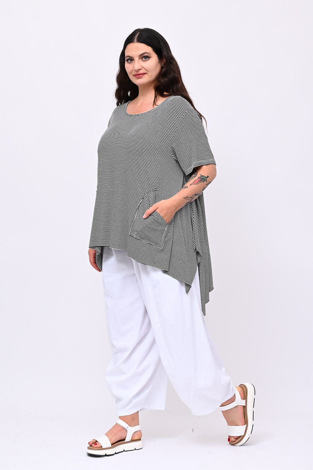 Maglia righe over - Nero