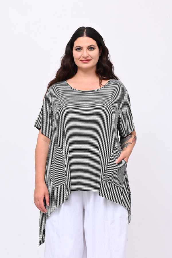 Maglia righe over - Nero