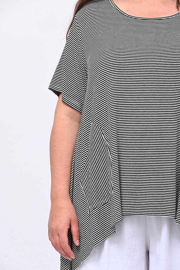 Maglia righe over - Nero