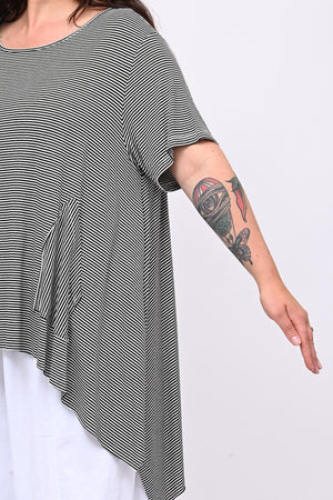 Maglia righe over - Nero