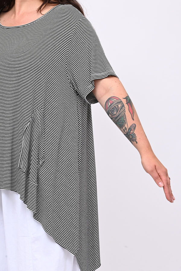 Maglia righe over - Nero
