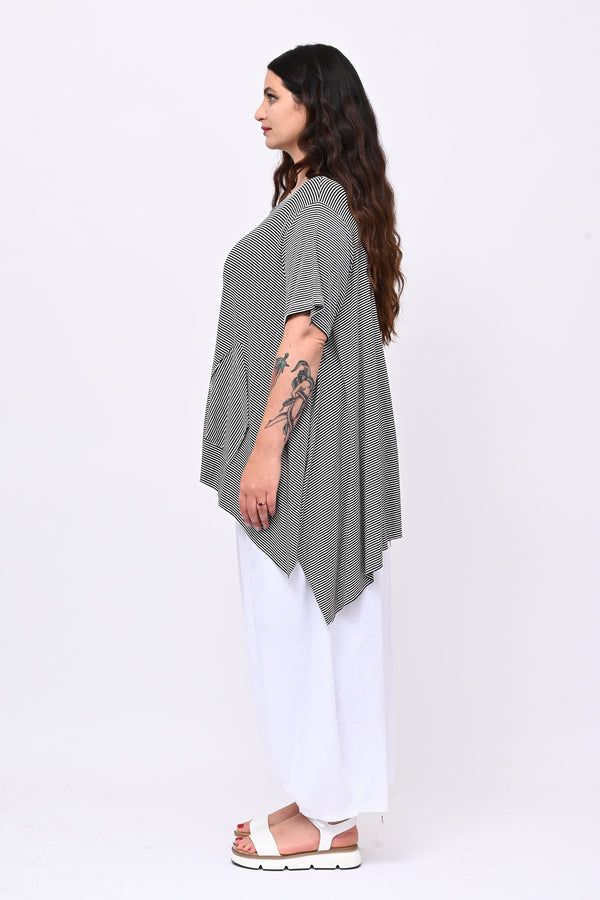 Maglia righe over - Nero