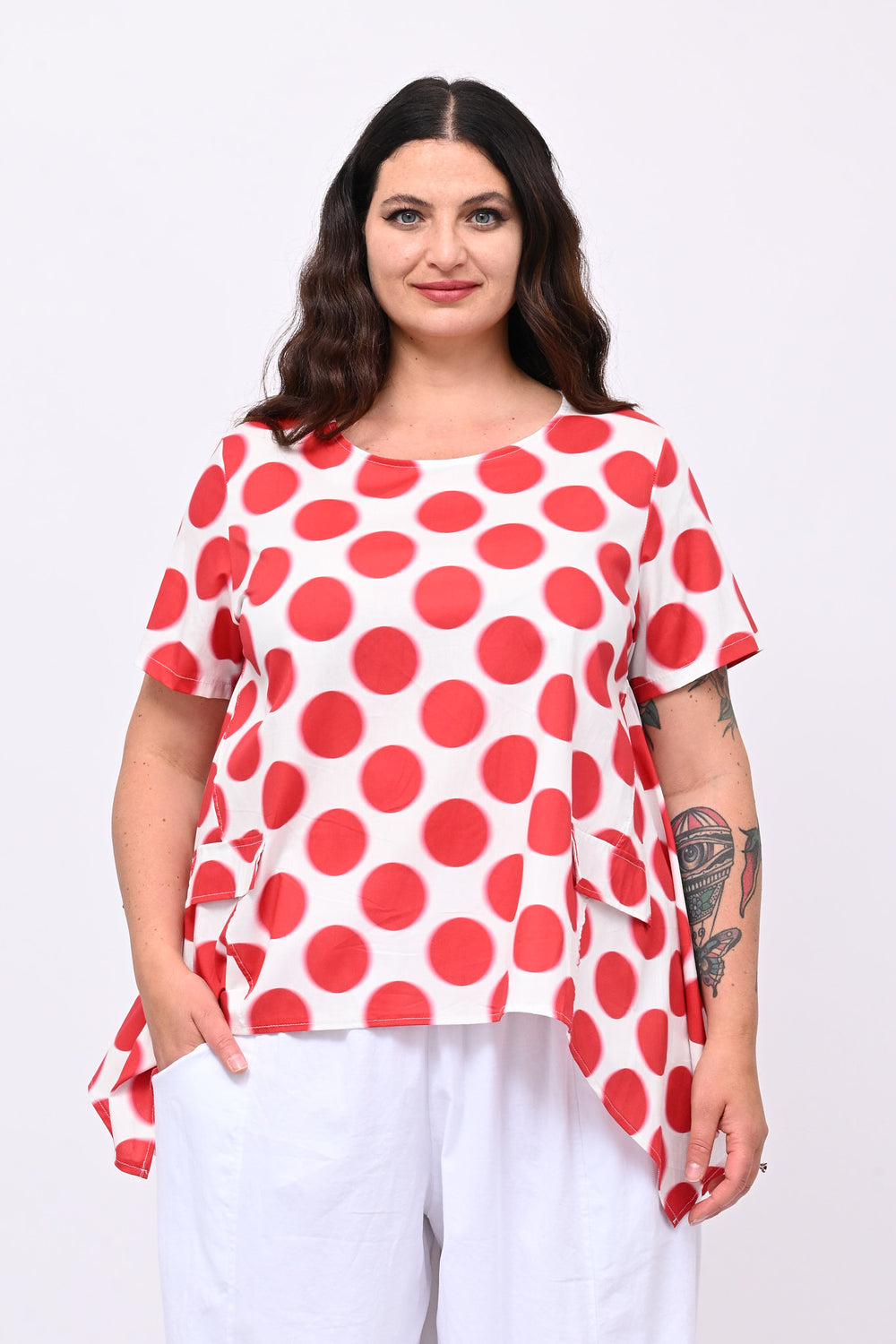 Blusa punte pois - Rosso