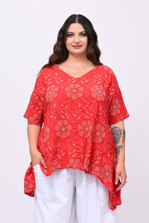 Blusa sangallo punte - Rosso