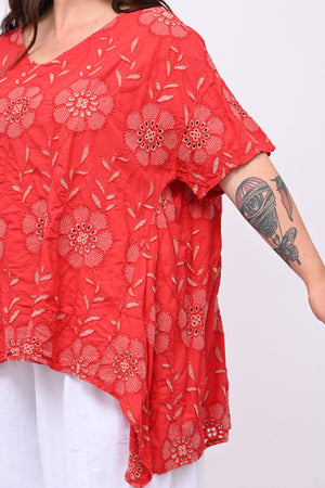 Blusa sangallo punte - Rosso