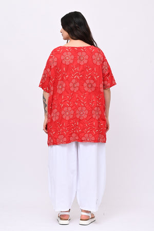 Blusa sangallo punte - Rosso