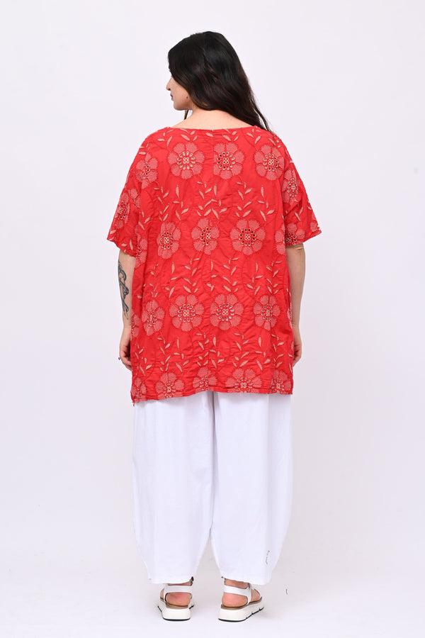 Blusa sangallo punte - Rosso