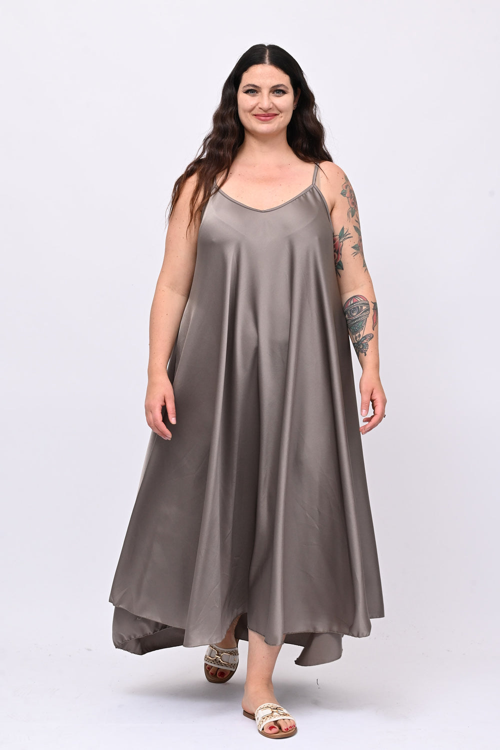 Abito sottoveste raso - Fango