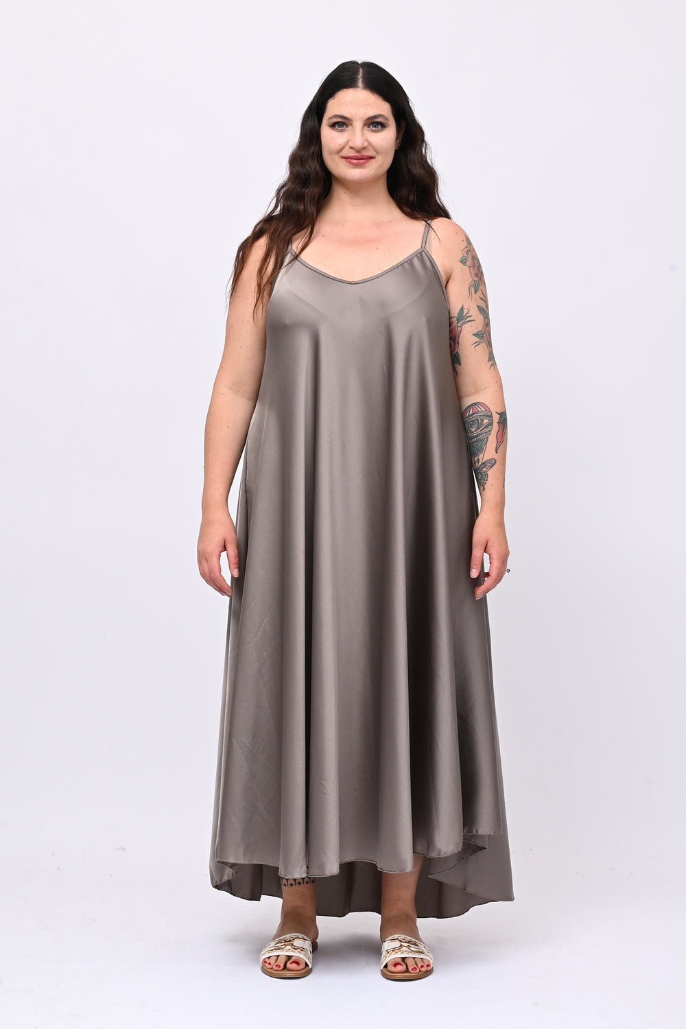 Abito sottoveste raso - Fango