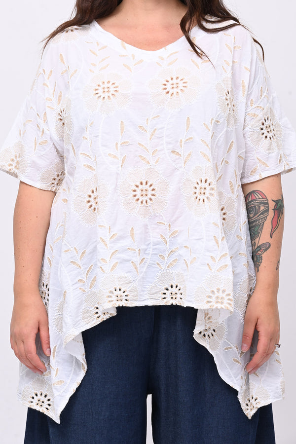 Blusa sangallo punte - Bianco