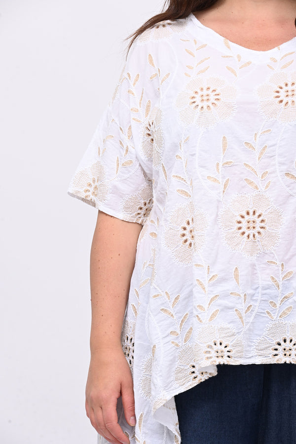 Blusa sangallo punte - Bianco
