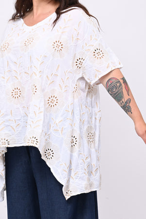Blusa sangallo punte - Bianco