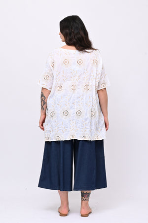 Blusa sangallo punte - Bianco