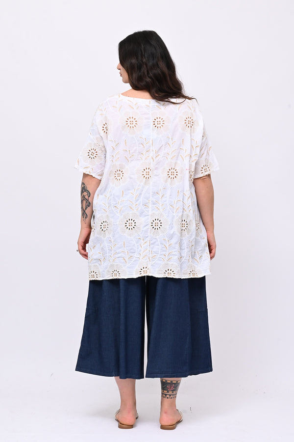 Blusa sangallo punte - Bianco