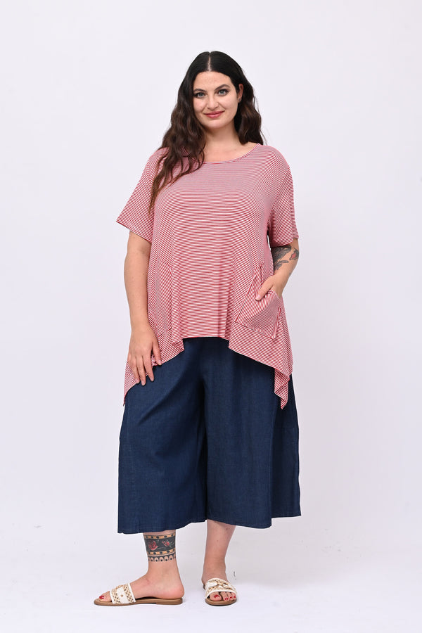 Maglia righe over - Rosso