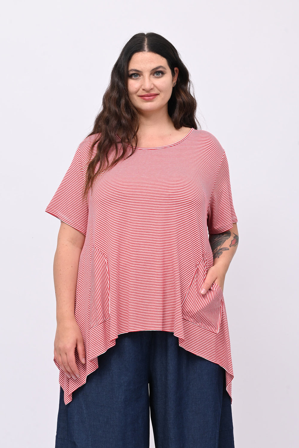 Maglia righe over - Rosso