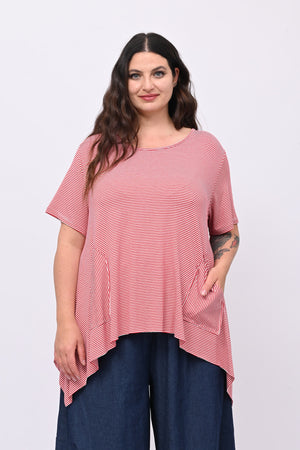 Maglia righe over - Rosso