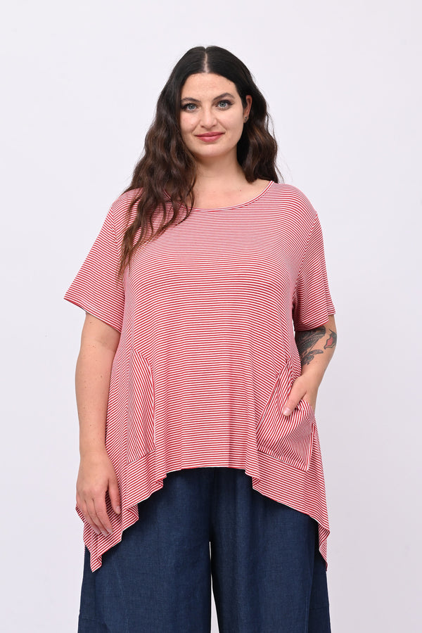 Maglia righe over - Rosso