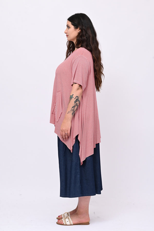 Maglia righe over - Rosso