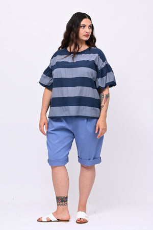 Blusa righe manica palloncino - Jeans