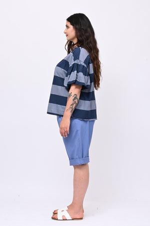 Blusa righe manica palloncino - Jeans