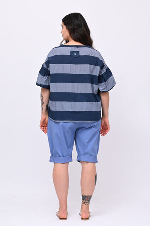 Blusa righe manica palloncino - Jeans