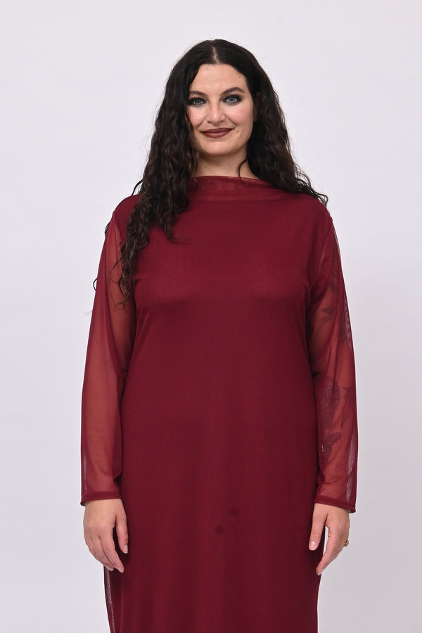 Abito lungo tulle - Vino