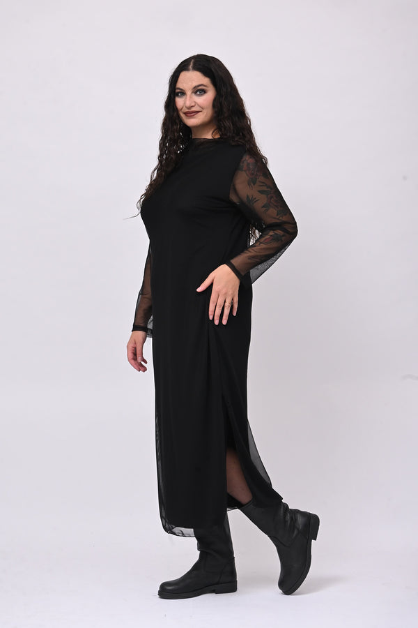 Abito lungo tulle - Nero